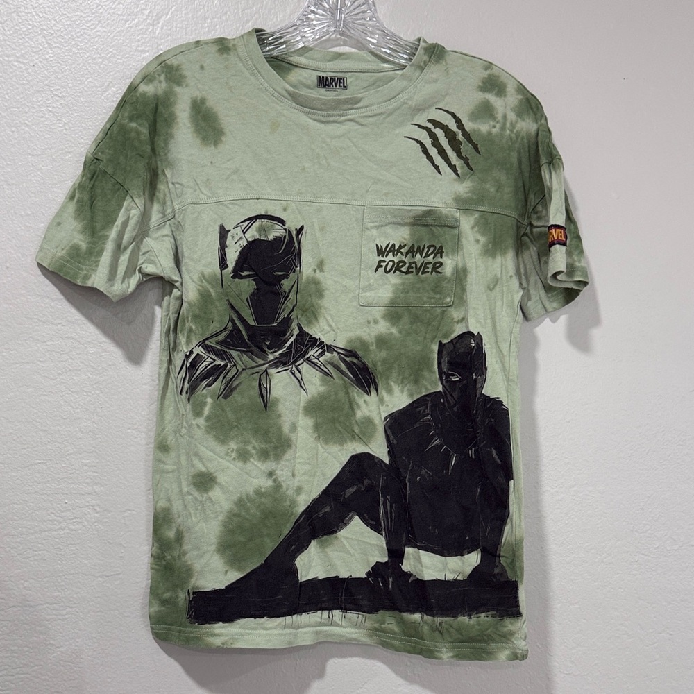 Marvel Kids Wakanda Forever Green Tie-Dye Black Panther T-Shirt size L